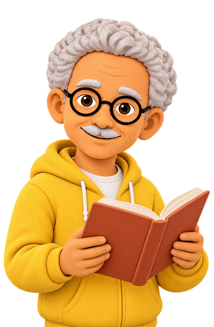 Feny holding an open book